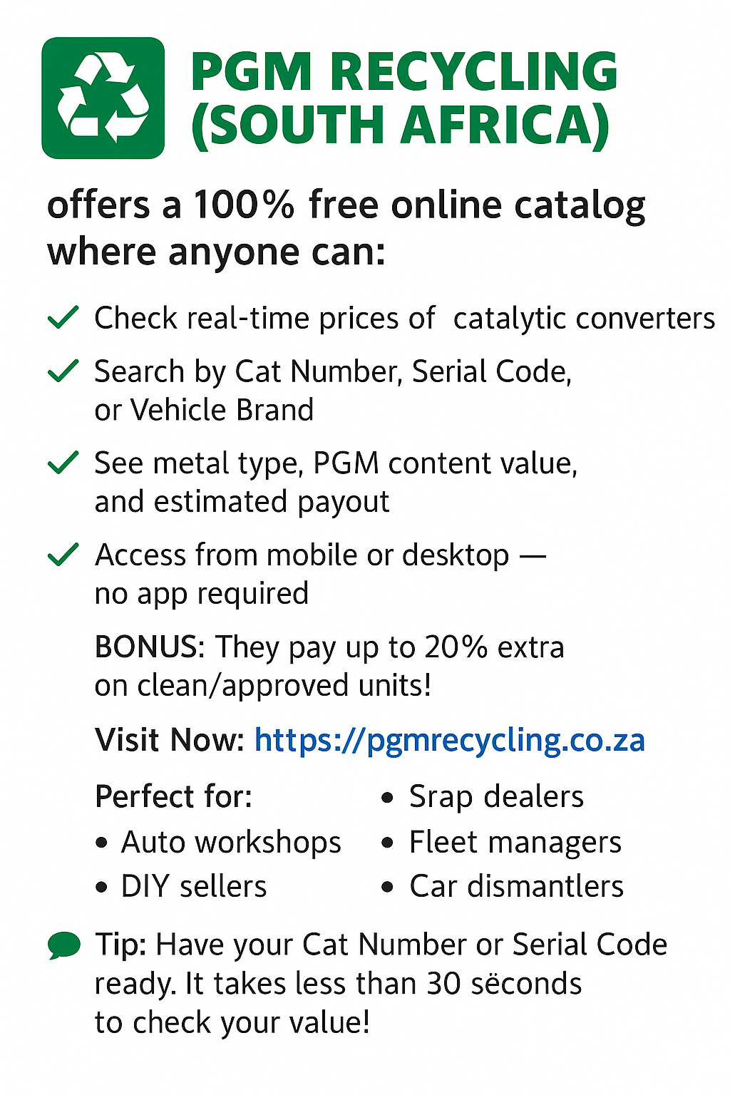 How to Instantly Check the Value of Your Catalytic Converter – Free Tool by PGM Recycling